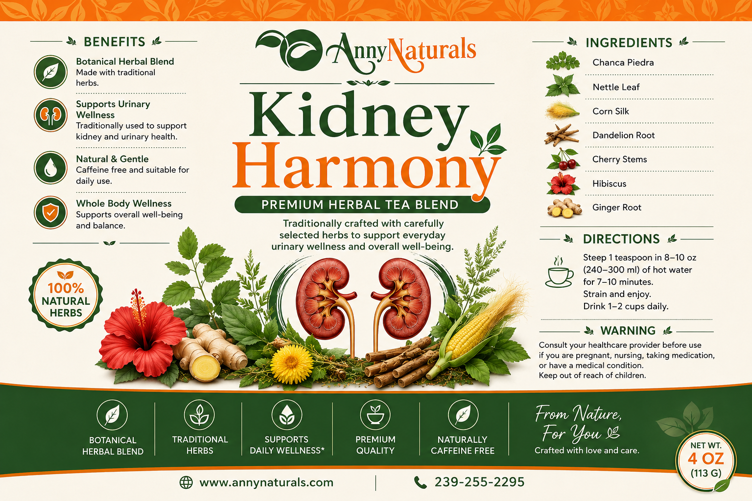 Kidney Harmony Herbal Tea Blend | Natural Herbal Wellness Tea