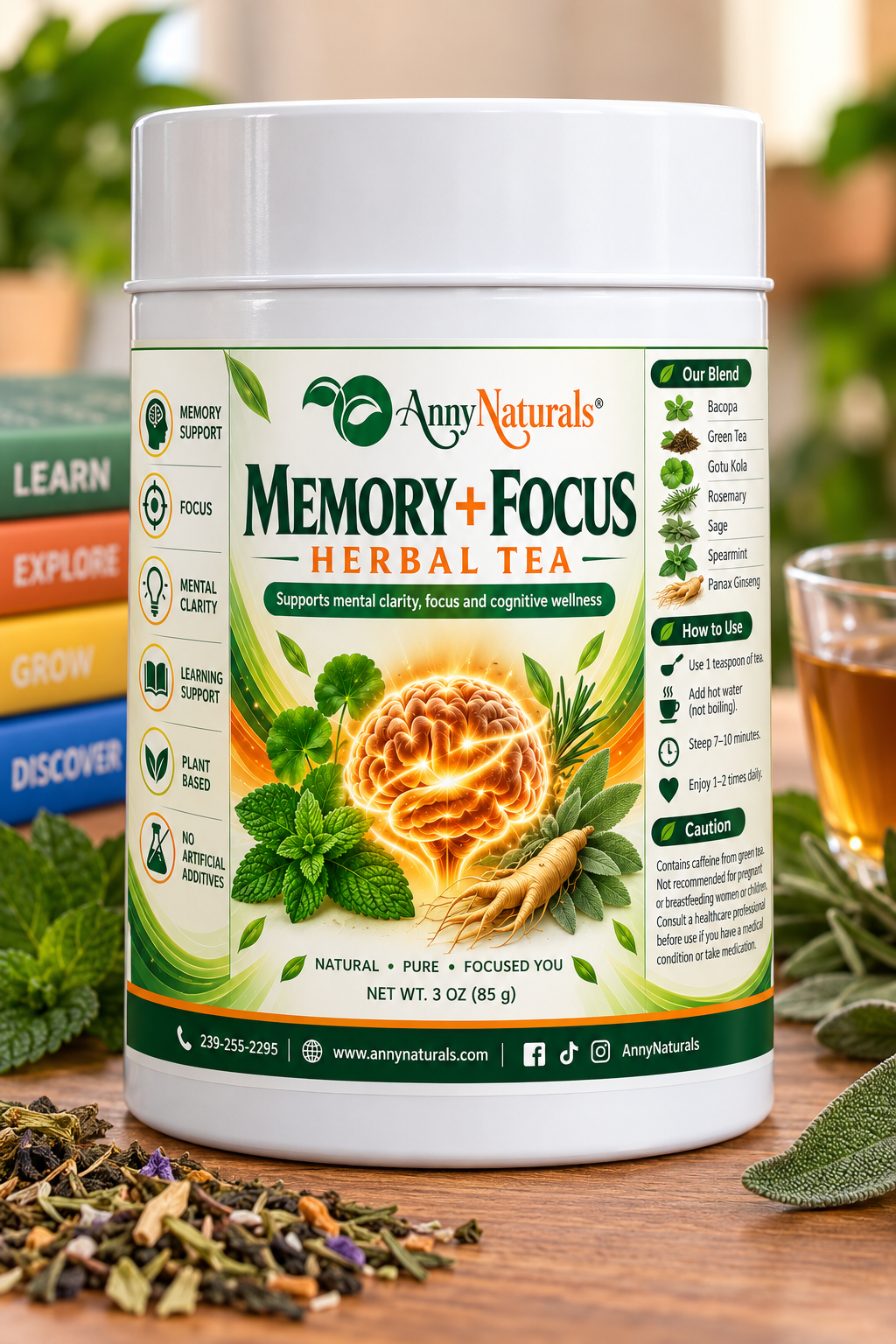 Memory + Focus Herbal Tea – 3 oz