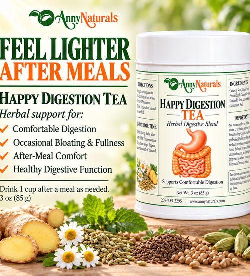 Happy Digestion Tea – Herbal After-Meal Digestive Support – Caffeine-Free Loose Leaf Blend – 3 oz
