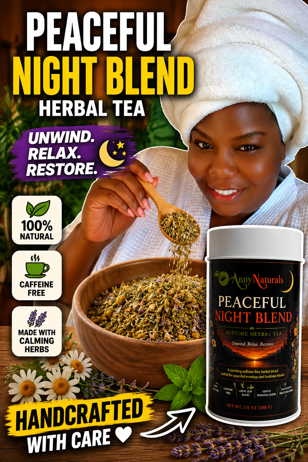 Peaceful Night Blend  Bedtime Herbal Tea