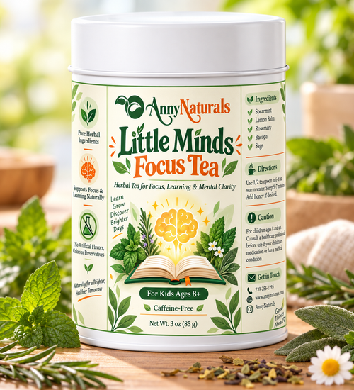 Little Minds Focus Tea – Caffeine-Free Herbal Tea for Kids Ages 8+ – 3 oz