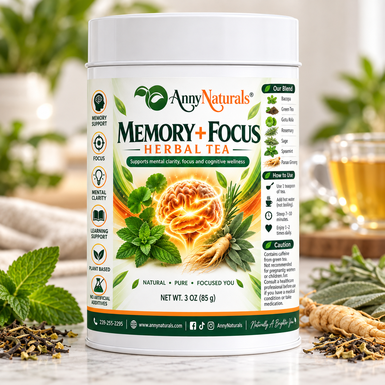 Memory + Focus Herbal Tea – 3 oz