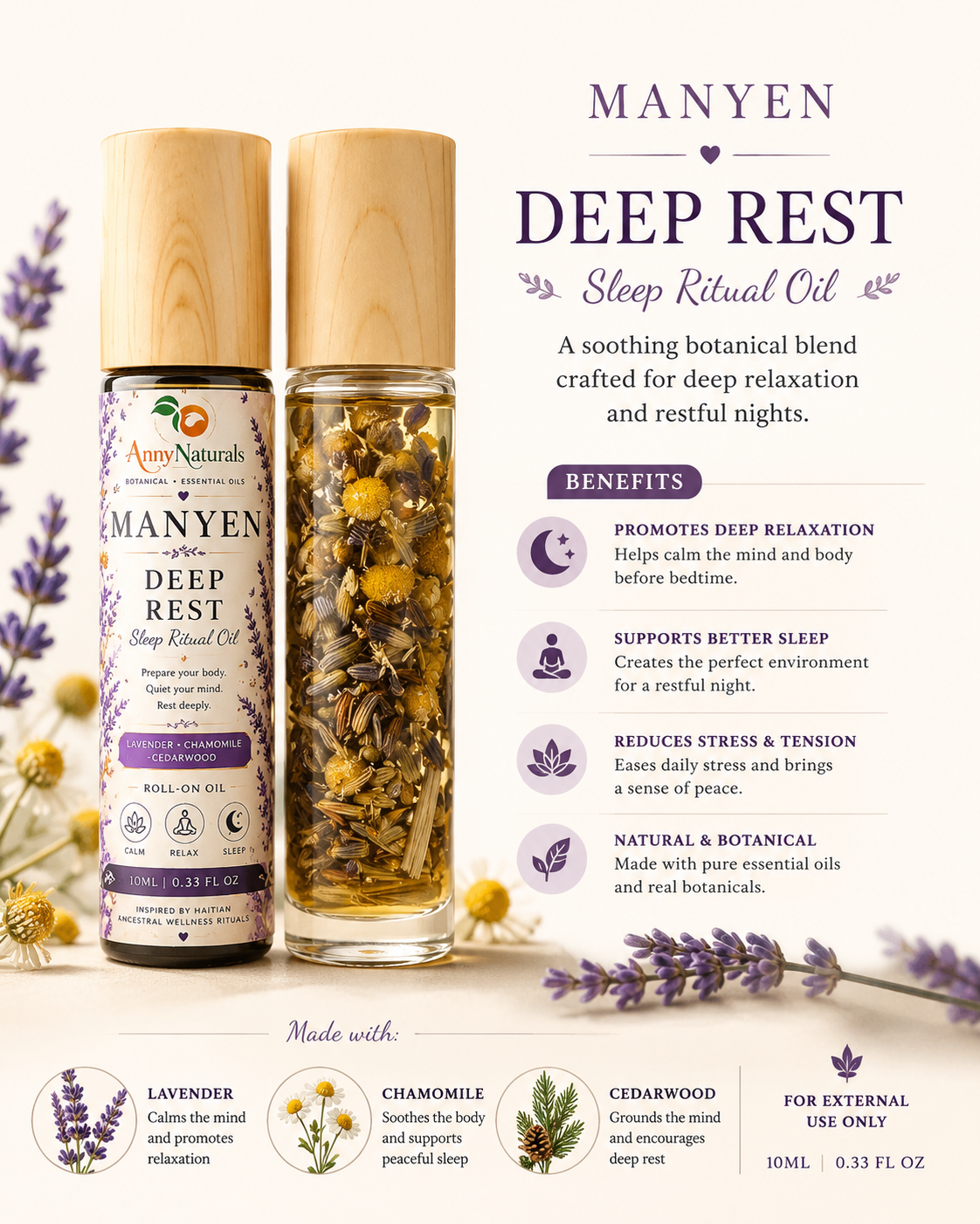 MANYEN
Yon koleksyon botanical ritual oils inspired by Haitian ancestral wellness Free shippping
