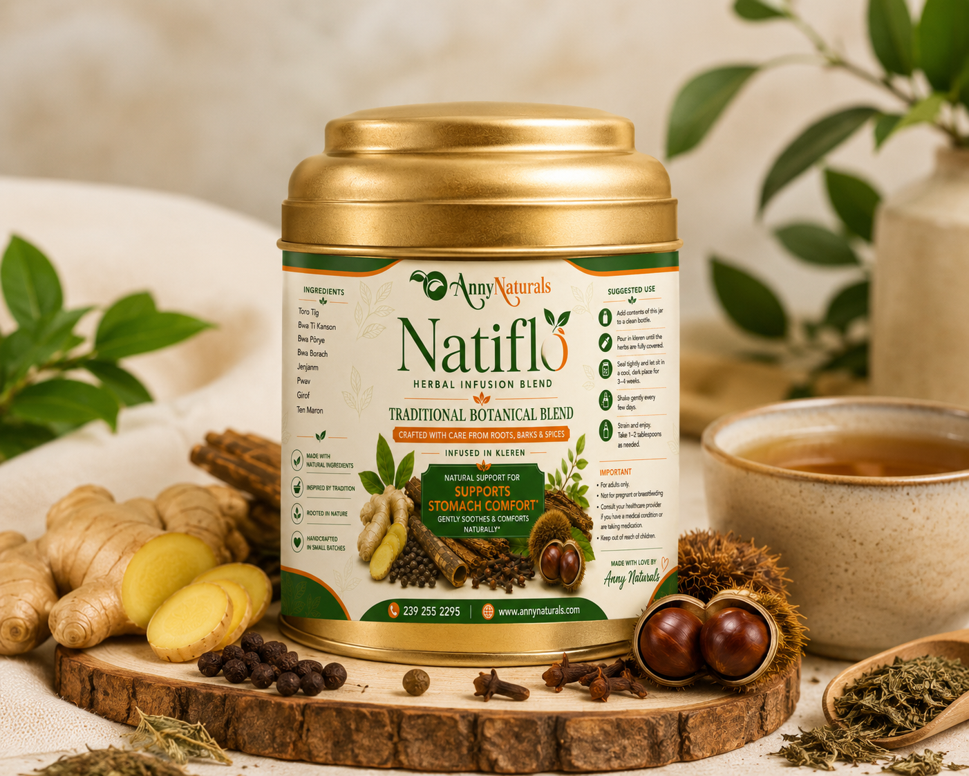 Natiflò Traditional Herbal Infusion Blend – Supports Stomach Comfort – 100% Natural Botanical Blend