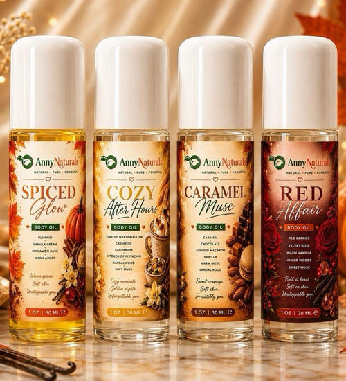 AnnyNaturals Cozy Season Body Oil Collection – 4 Piece Set | 1 oz Each
